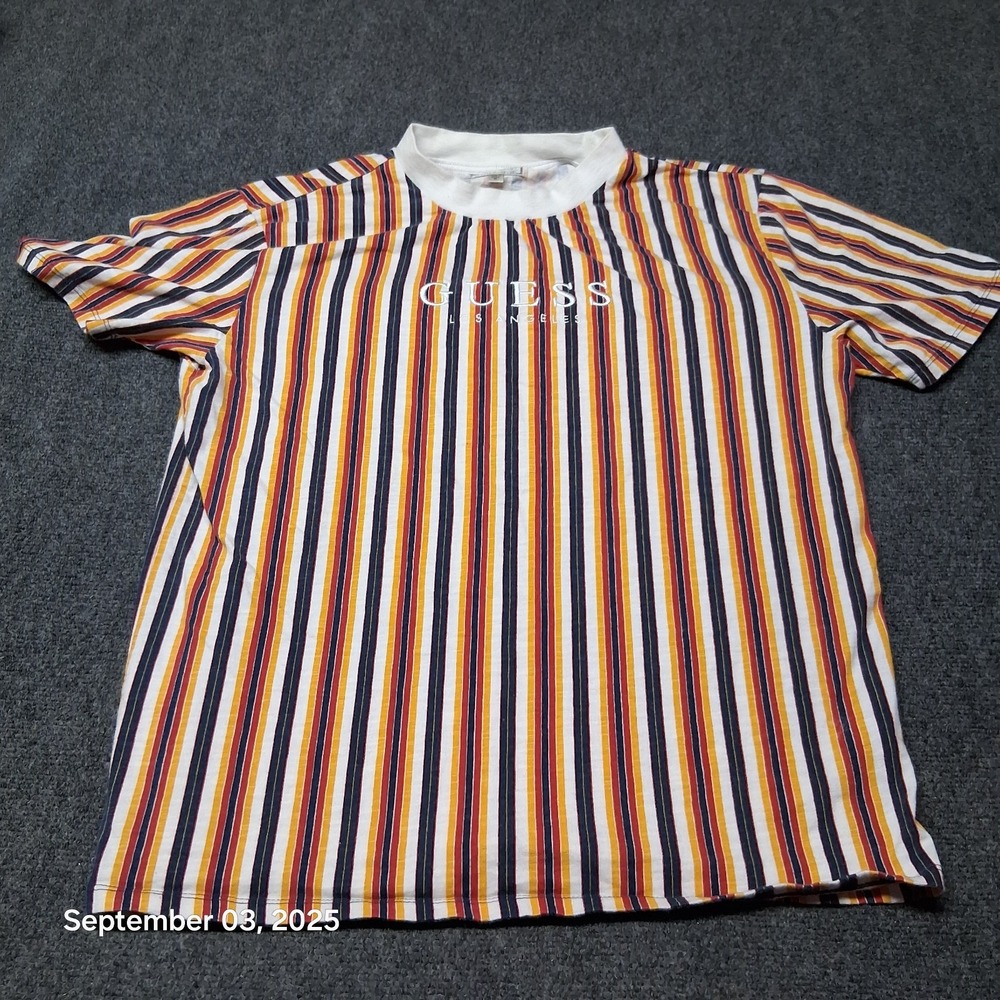Vintage Guess Originals Striped T Shirt Size Medium Short Sleeve Colorful